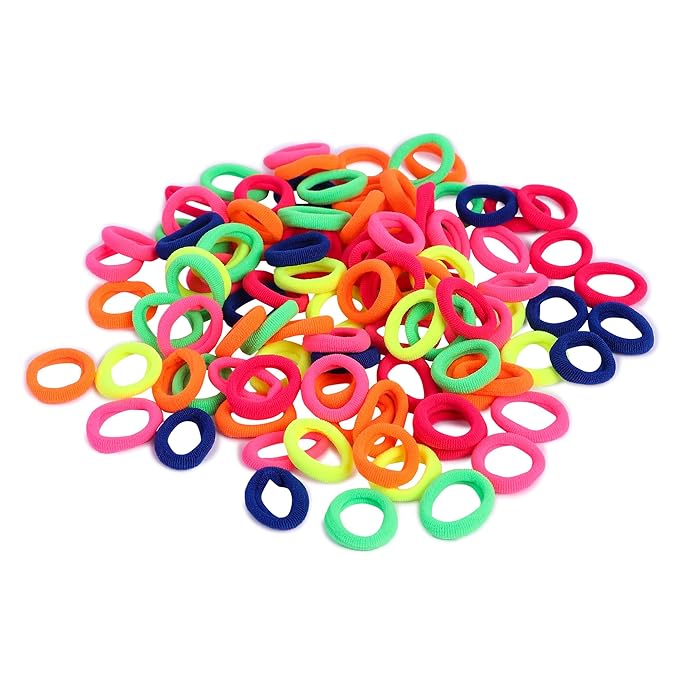 Ponytail Holder Cotton Mini Hair Elastic Rubber Bands  Tight, Non-slippery, Stretchable  Cotton Elastic Hair Rubber Bands for Kids, Girls  Women's (Pack of 50)