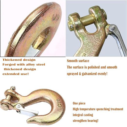 4Pack Clevis Slip Hook, 516 Inch Clevis Safety Hook with Safety Latch, Heavy Duty Forged G70 Chain Hook for Truck Trailer Winch Transport Tow Chain Hook,34 in Opening,14,000 Lb Capacity