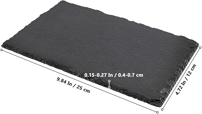 8 PCS 10 x 4.7 Inch Black Slate Cheese Boards, Black Slate Serving Platter with Natural Edge, Slate Stone Serving Tray for Cheese, Charcuterie, Sushi, Appetizers