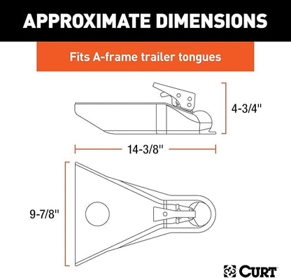 CURT 25210 Black A-Frame Trailer Coupler, 2-Inch Hitch Ball, 5,000 lbs, GLOSS BLACK POWDER COAT