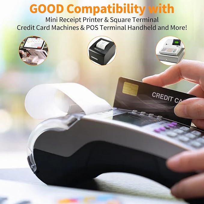 3 1/8'' x 230ft' Thermal Paper Receipt 10 Rolls, Receipt Paper POS Cash Register Paper for Credit Card Machine Square Terminal Printer