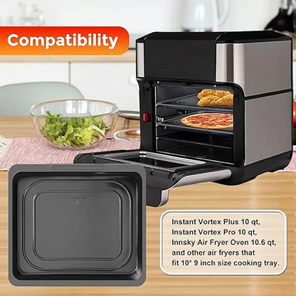 Air Fryer Cooking Tray for Instant Vortex Plus10 Qt, Food Grade Nonstick Replacement Rack Parts Grill Pan Crisper Plate for Chefman Innsky CROWNFUL 10.6Qt Air Fryer Oven, Dishwasher Safe