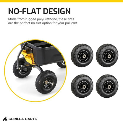 Gorilla Carts 10 Inch No Flat Replacement Tire for Utility Carts GCG-4, GCG-2140, GOR4PS, GOR400, GOR4G, GOR5, GOR800(B)-COM, GOR801, and GCG-900