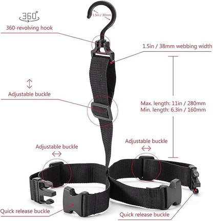 Fishing Wader Boot Hanger, Quick Drying Adjustable Wader Boots Belt with 360 Rotating Buckle for Fishing