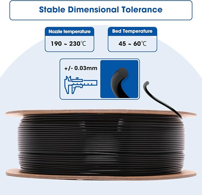 3DHoJor PLA Filament 1.75mm,3D Printer Filament,1kg Cardboard Spool (2.2lbs), Dimensional Accuracy +/- 0.03 mm,Odor Free, Clog Free, No Brittle Filaments,Fit Most FDM 3D Printer,Red