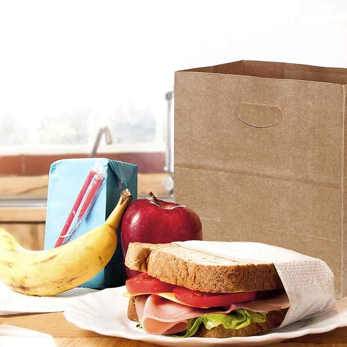 30 Pcs Kraft Paper Bags, 11x6x11" Paper Gift Bags with Die Cut Handle Bulk, Kraft Paper Tote Bags Party Favor Goody Bags Grocery Bags Shopping Bags Takeout Bags for Restaurant, Bakery, Retail (Kraft)