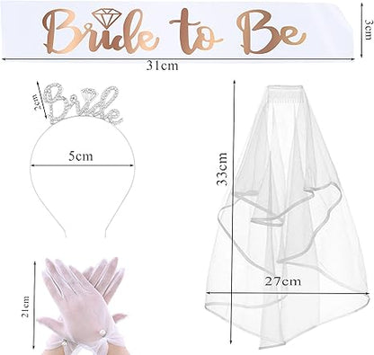 White Short Wedding Veil Pearl Rhinestone Bride Veils Bridal Veils Bachelorette Party Veil for Brides and Women