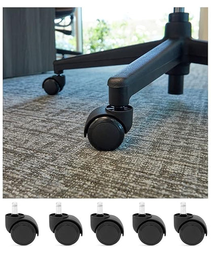 Office Chair Wheels Brozigo Chair Wheels Replacement 5-Pack, Office Chair Casters Heavy Duty Replacement for Hardwood Floors and Carpet, 2 inch Fits 99, Black