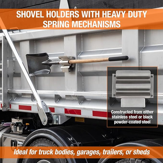 Buyers Products SH675SS Hand Tool Rack Holder for Enclosed Municipal Landscaping or Dump Truck Trailers  Garage or Shed Walls, Holds Hand Tools Great for Shovels, Rakes, Hoes, Heavy Duty