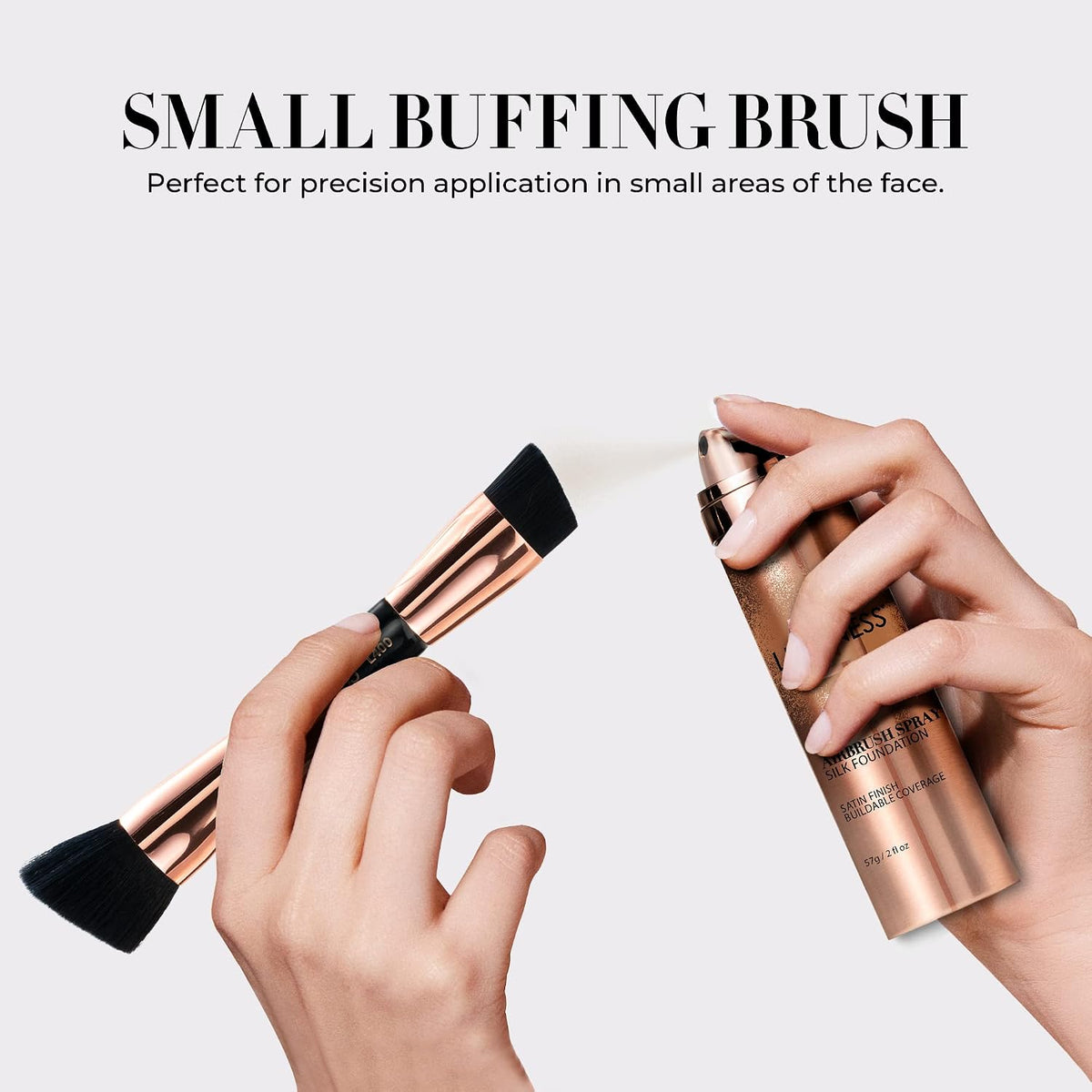 LUMINESS Dual-Sided Angled Buffing Brush - Cruelty-Free Synthetic Bristles Ideal for Foundation & Primer - Soft Fibers Gives Silky Touch on Skin & Creates Flawless Base with Perfect Finish ( Only Brush )