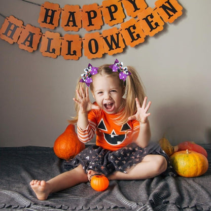 2PCS Hair Bows for Girls, Purple Hair Bow Clips, Black Cat Halloween Hair Clips, Sequin Bow Alligator Clip, Halloween Ghost Costume Dress Accessories Gift for Teens Girls