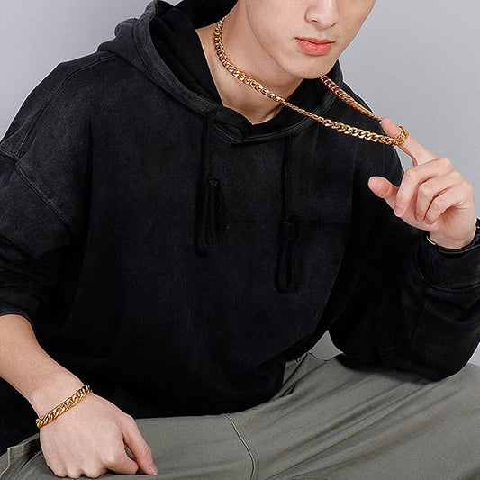 Metal Bracelets for Men Gold, Chain Bracelets Personality Fashion Stainless Steel Mens Bracelet Vintage