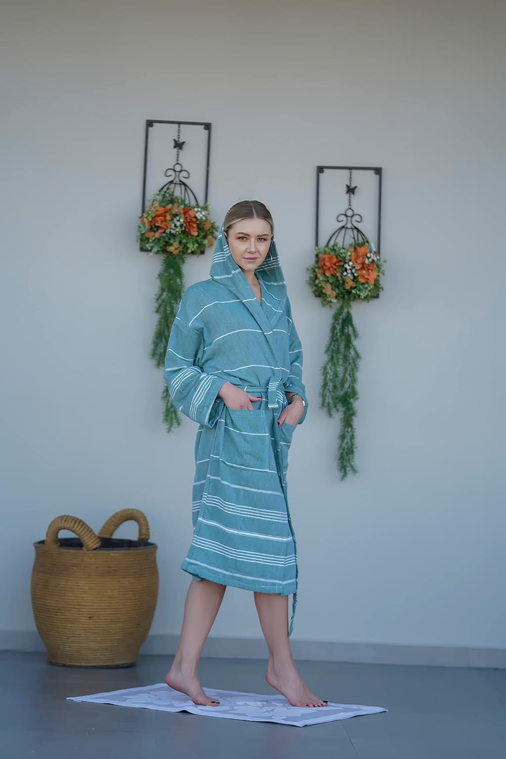 Basic Layers Turkish Cotton Hooded Bathrobe