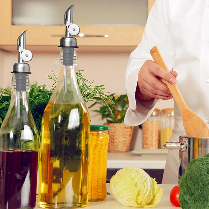 Weighted Bottle Pourer, Olive Oil Dispenser Spouts, Precision Oil Pouring Spout, Automatic Turning Pourer Spout, Reusable Oil Dispensing for Coffee Shops, Restaurants Bars Outdoor Grill