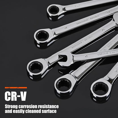 Egofine 916 inch Ratcheting Combination Wrench SAE, Industrial Grade Gear Spanner with 12-Point Design, 72-Tooth Ratchet, Chrome Vanadium Steel