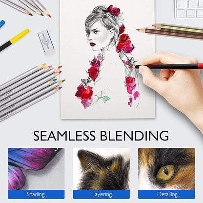 73 Pack Drawing Set Sketching Kit, Art Drawing Pencils Set with Watercolor Pencils, Colored Pencils, Graphite, Charcoal, Metallic Pencils for Adult Coloring Books, Artist Sketch
