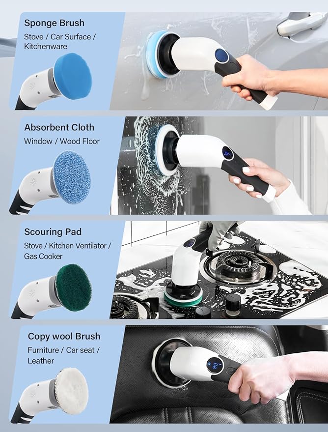 Electric Spin Scrubber 7 Pack Brush Heads, 7Pcs Replaceable Brush Heads for Electric Shower Scrubber for Cleaning