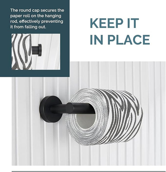 Toilet Paper Holder Matte Black, Angle Simple Stainless Steel Bathroom Tissue Dispenser, Toilet Roll Hanger for Wall