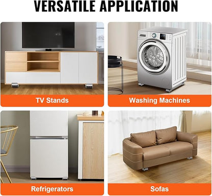 VEVOR Heavy Duty Furniture Appliances Rollers, Extendable Appliance Rollers Mobile Washing Machine Base, Fridge Stand Dolly Movers for Refrigerators, Dryers, Dishwashers, White