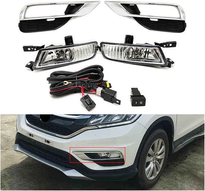 Auto Parts Fit for Honda Fit for CR-V 2015 2016 Front Bumper Fog Light Daytime Running Lamp Frame Trim Cover Hood Foglight Foglamp Nice-Looking(Asia Model,Only R Fog)