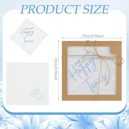 Kajaia 12 Sets Wedding Handkerchief Embroidered Handkerchief with Scallop Lace Edges Fun Gifts for Wedding Day Bride