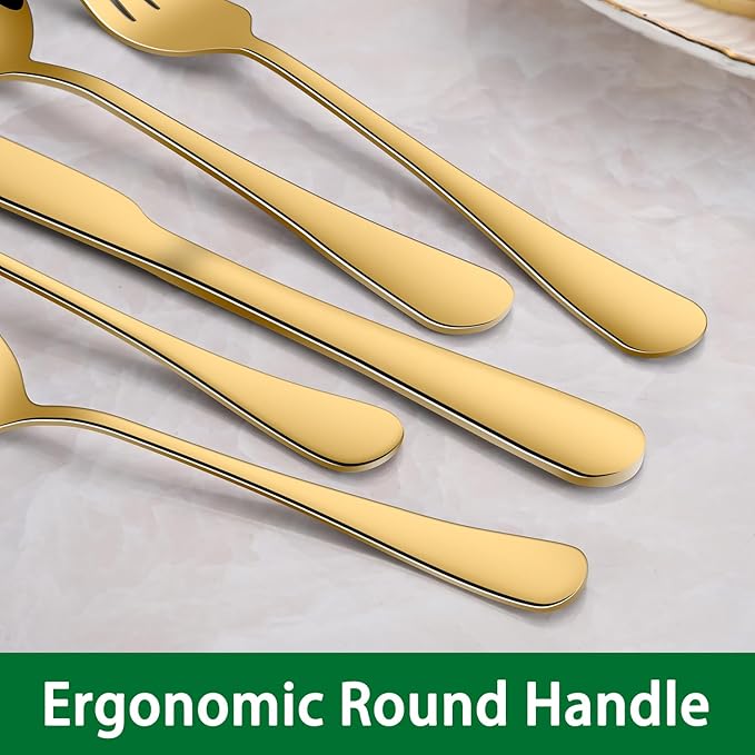 16-Piece Gold 8 Inches Stainless Steel Dinner Forks Set,Golden Silverware Fork,Durable Mirror Polishing Table Forks For Restaurant And Hotel