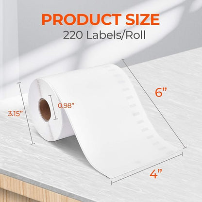 MUNBYN 4"x6" Direct Thermal Printer Label, Shipping Labels Compatible with Rollo, Jadens, Nelko, Not Compatible with DYMO 4XL 1744907,1755120, 220 SheetsRoll