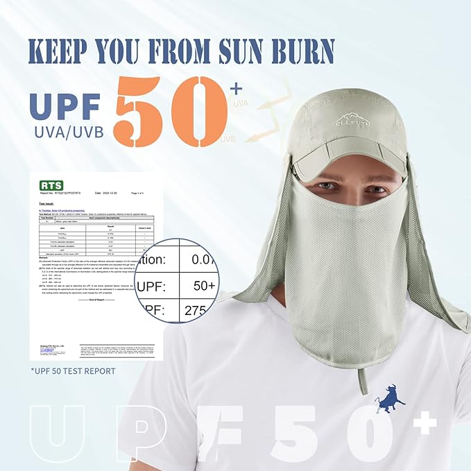 ELLEWIN Outdoor Sun Hat for Men Women UPF 50+ Fishing UV Hat