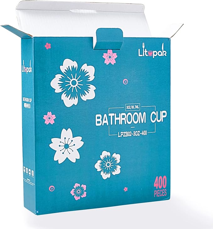LITOPAK 400 Pack 3oz Disposable Bathroom Cups, Colorful Disposable Mouthwash Cups, Small Paper Cups for Parties, Picnics, Barbecues, Travel and Events