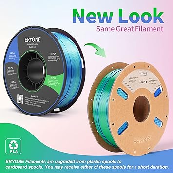 ERYONE Silk Dual Color Filament PLA 3D Printer 1.75mm - 0.03mm, Coextrusion Filament PLA Shiny Filament 1kg(2.2lbs), Blue Green