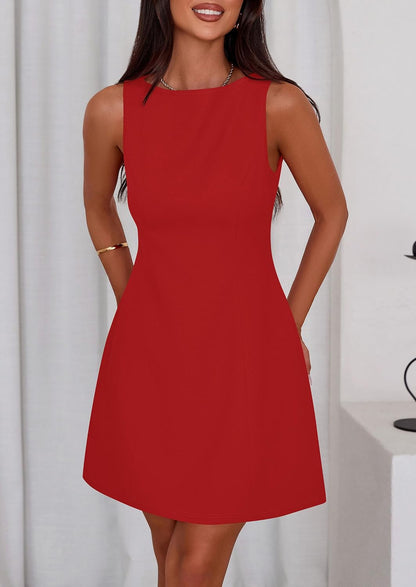 PRETTYGARDEN Womens Formal Short Dresses 2026 Summer Sleeveless Boat Neck A Line Elegant Mini Cocktail Party Dress.