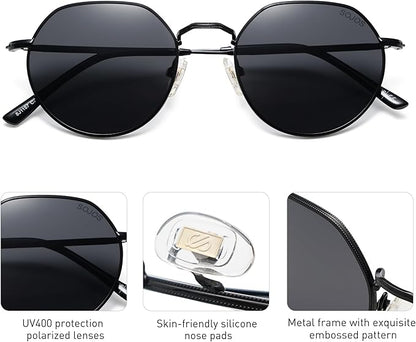 SOJOS Round Polygon Polarized Sunglasses for Women Men Retro Classic Vintage Panto Shades SJ1157