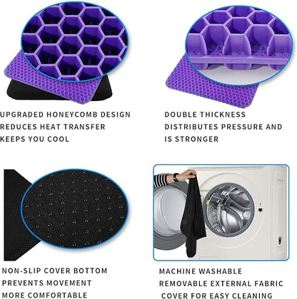 Ergonomic Gel Seat Cushion for Long Sitting, Tailbone and Coccyx Pain Relief, Office Chair Comfort, Wheelchair Pad, Chair Cushion for Back Support, Comfort Wheelchair Seat Cushions (Light Purple)