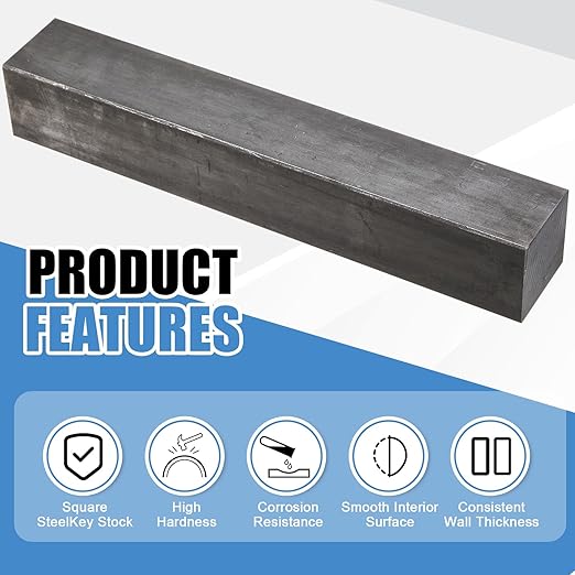 Shimeyao 1 Pcs 2" x 2"x 12" Square Steel Bar, A36 Mild Steel, Hot Rolling Square Bar for DIY Projects, Home Improvement or Industrial Settings
