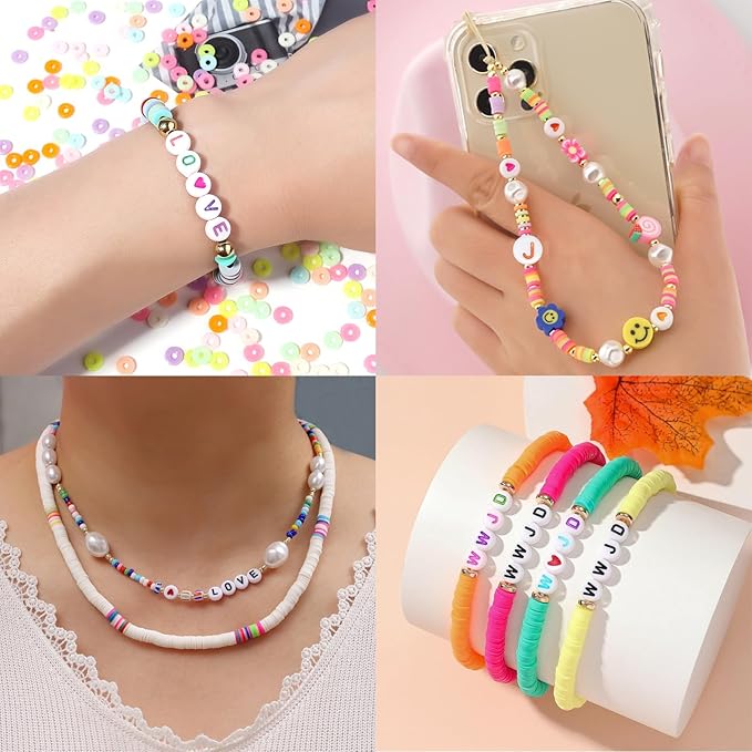Honbay 200PCS 7mm Mini Acrylic Beads Flat Round Love Heart Beads Sweet Heart Beads Heart Spacer Loose Beads for Bracelets Anklets Necklaces Earrings Eyeglass Chain Jewelry Making Craft Projects