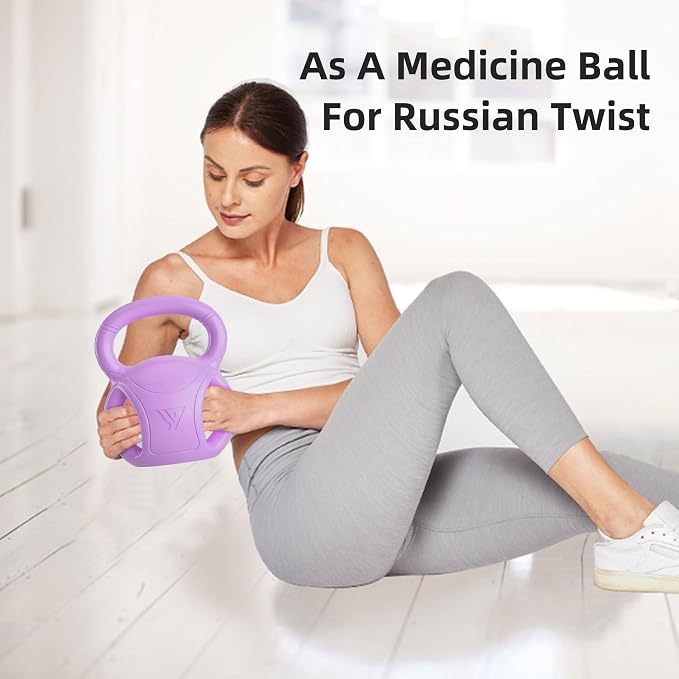 RUNWE 3 Handle Kettlebells Weight - Weight for Women Options 5, 10, 15 and 20 LB for Russian Twists AB Exercise, Weightlifting and Core Fitness Exercise Home Gym [Single] (minor cosmetic dents)