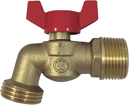 Brass Ball Similar to Arrowhead 79-212 34" Male NPT inlet with 34 water hose outlet ideal for gardens and patios Llave de Manguera o Nariz 34" Hose Bibb 34" Llave de Manguera Esfera Mariposa