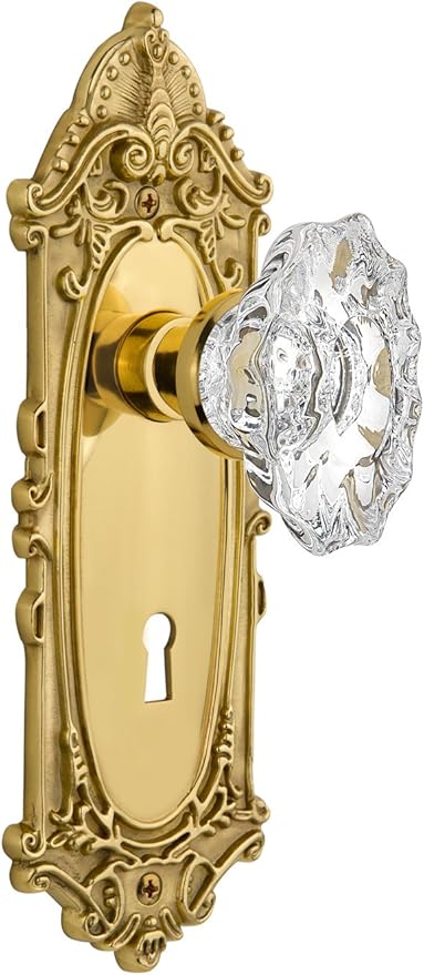 Nostalgic Warehouse Victorian Plate with Keyhole Chateau Knob, Single Dummy, Unlacquered Brass