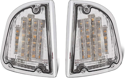 Partsam Clear Lens 29 Amber LED Front PTC Light Assembly Replacement for Kenworth T600 T660 K300 T300 T330 Front LED Turn Signal Lights and Parking Lights Lamps, LH  RH, 1157 Plug