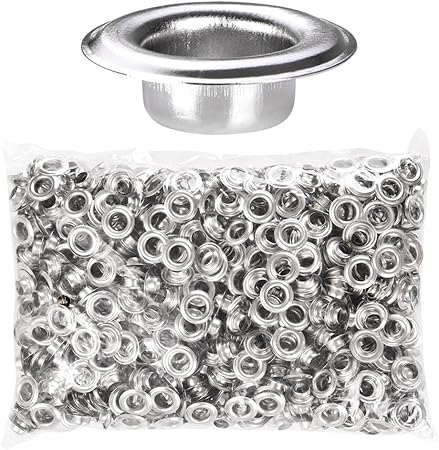Yescom 1000pcs 38"(10mm) Size 2 Compatible with Semi-Automatic Grommet Machine Nickel Finish Eyelet for Leather Bags Signs Poster Eyelets YES0387