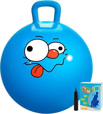 UC Planet Hopper Ball 18 inches Bouncy Ball with Handle for Kids Age 3-6 Hoppity Hop Sit and Bounce Jumping Hopping Ball with Pump and Gift Box Great Gift for Birthday Christmas, Blue