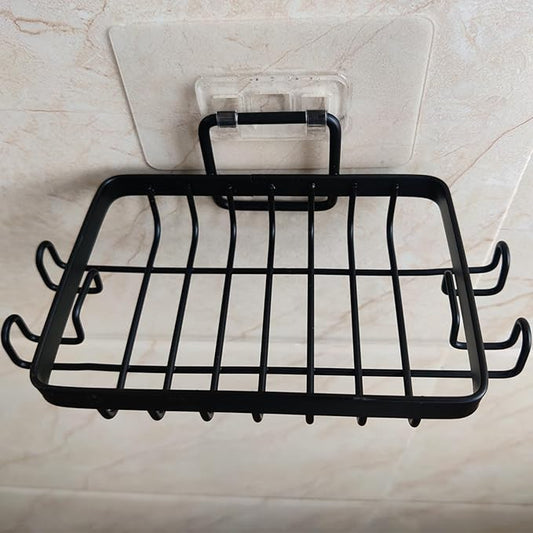 Stainless Steel Mate Black Soap Dish for Shower, Suction Cup Square Shower Soap Holder - Black Soap Saver - Comfortable Essential for Apartment, Home and Dormitory
