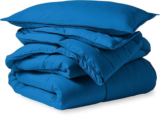 Bare Home Comforter Set - TwinTwin Extra Long Size - Ultra-Soft - Goose Down Alternative - Premium 1800 Series - All Season Warmth (TwinTwin XL, Medium Blue)