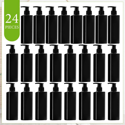 Chunful 24 Pcs Soap Dispensers Plastic Pump Bottles 8.5 oz Refillable Dishwashing Liquid Dispenser with Pump Leakproof Empty Lotion Shampoo Bottles Containers (Black)