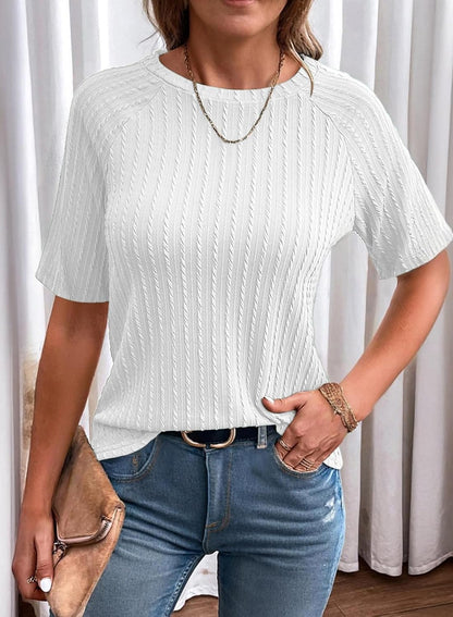 Dokotoo Women's Shorts Sleeve Crew Neck Tops 2026 Casual Lightweight Shirts Knit Tunic Basic T-Shirt for Summer Spring