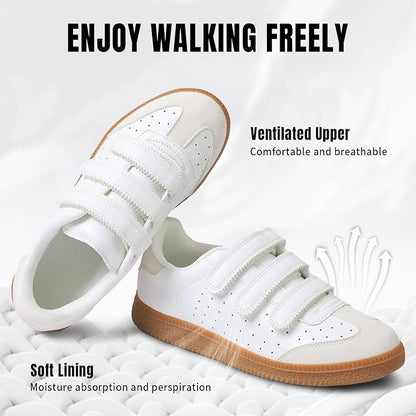 CYNLLIO Fashion Sneakers for Women 2026 Cute Casual Tennis Shoes | Leather and Suede Casual Sneakers, Non-Slip Walking Shoes with Hook and Loop Closure? Breathable Lightweight Comfortable
