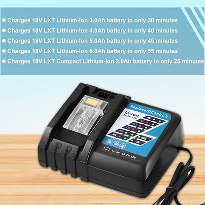 Rapid Charger Compatible with 14.4V 18V Lithium-Ion Battery BL1815 BL1830 BL1840 BL1845 BL1850 BL1860 Replacement for DC18RC Battery Charger