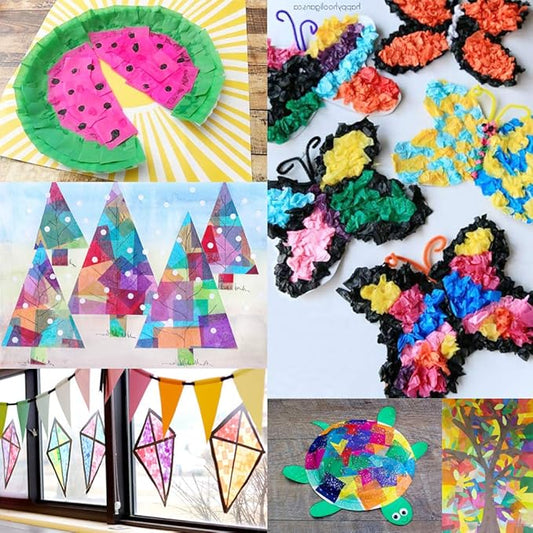 Cinvo 3000 Pcs Tissue Paper Squares 2 Inch x 2 inch Rainbow Tissue Mosaic Squares for Arts Crafts DIY Projects Scrunch Art Classroom Activities and More- 30 Assorted Colors