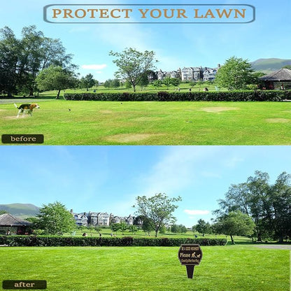 Clean Up after Your Dog Sign,13.6"x9.6" No Pooping Dog Sign for Yard with Integrated stake Double Side Printed No Dog Poop Sign for Lawn Metal Sign for Outdoor Use