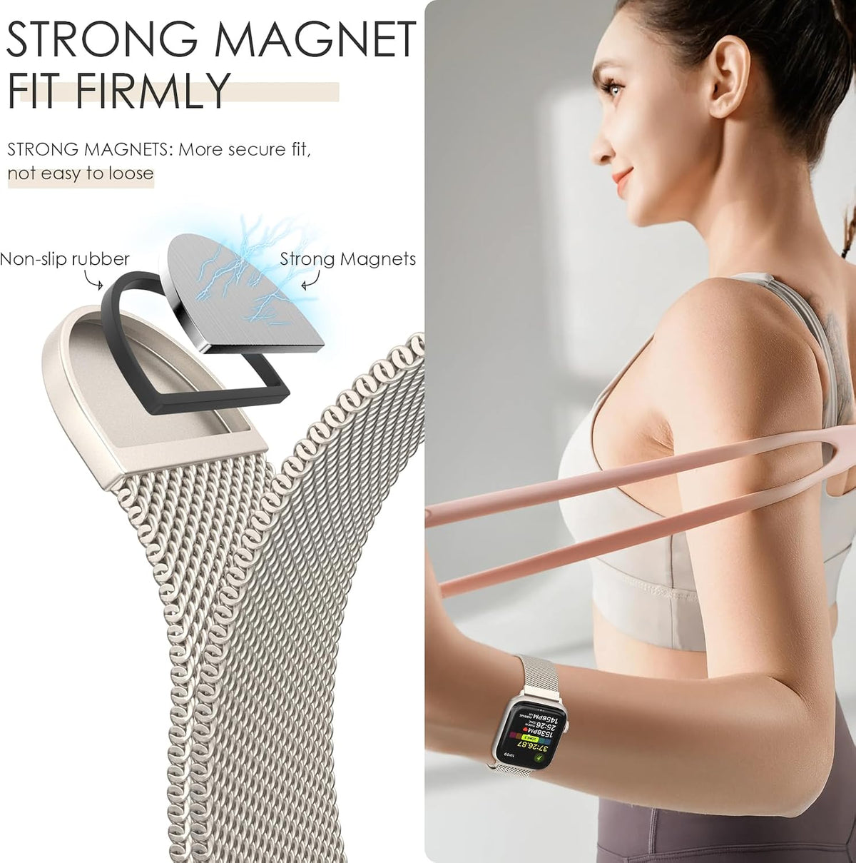 Original Milanese Loop Band Compatible with Apple Watch 38mm 40mm 41mm 42mm 44mm 45mm 46mm 49mm - Women & Men Magnetic Closure Adjustable Metal Strap for iWatch Series 11 10 9 8 7 6 5 4 SE2 3 Ultra2 3